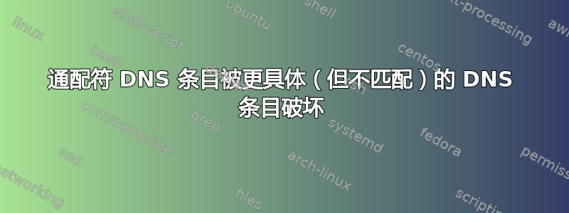 通配符 DNS 条目被更具体（但不匹配）的 DNS 条目破坏