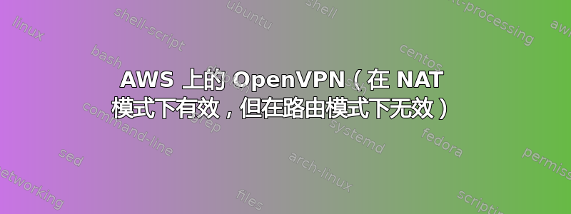 AWS 上的 OpenVPN（在 NAT 模式下有效，但在路由模式下无效）