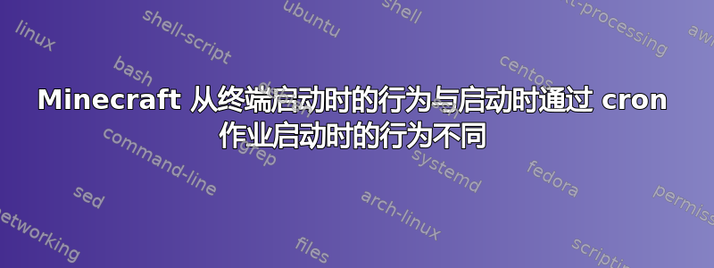 Minecraft 从终端启动时的行为与启动时通过 cron 作业启动时的行为不同