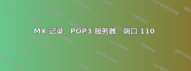 MX 记录、POP3 服务器、端口 110