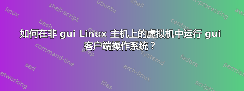 如何在非 gui Linux 主机上的虚拟机中运行 gui 客户端操作系统？