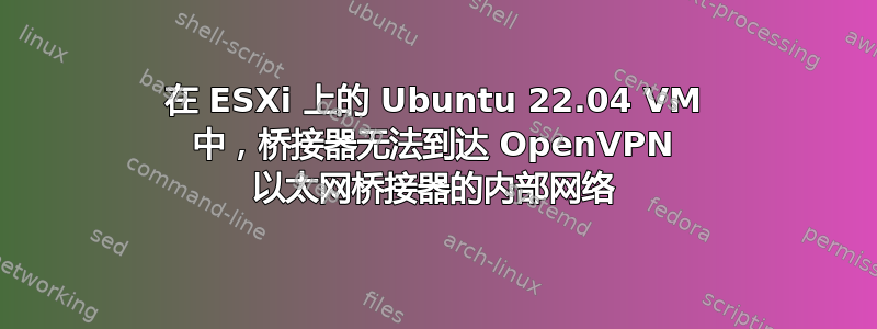 在 ESXi 上的 Ubuntu 22.04 VM 中，桥接器无法到达 OpenVPN 以太网桥接器的内部网络