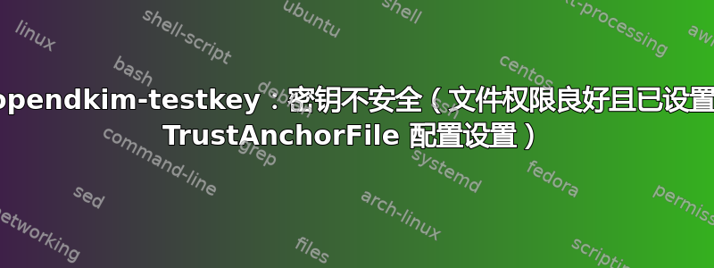 opendkim-testkey：密钥不安全（文件权限良好且已设置 TrustAnchorFile 配置设置）