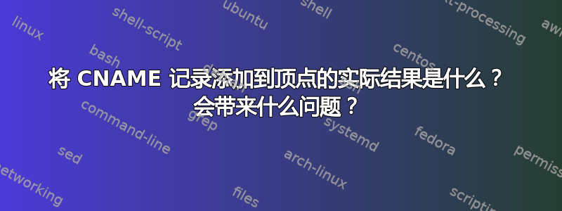 将 CNAME 记录添加到顶点的实际结果是什么？ 会带来什么问题？