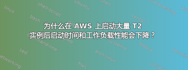 为什么在 AWS 上启动大量 T2 实例后启动时间和工作负载性能会下降？