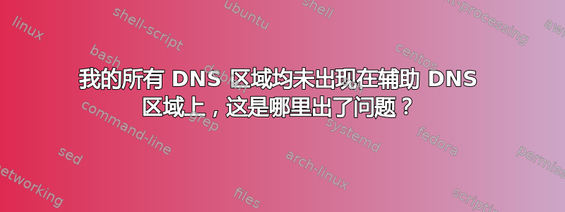 我的所有 DNS 区域均未出现在辅助 DNS 区域上，这是哪里出了问题？