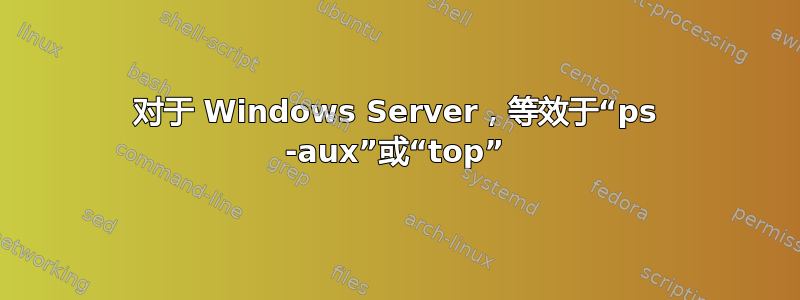 对于 Windows Server，等效于“ps -aux”或“top”