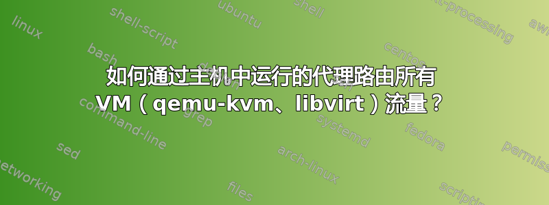 如何通过主机中运行的代理路由所有 VM（qemu-kvm、libvirt）流量？