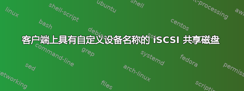 客户端上具有自定义设备名称的 iSCSI 共享磁盘