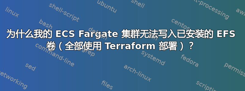 为什么我的 ECS Fargate 集群无法写入已安装的 EFS 卷（全部使用 Terraform 部署）？