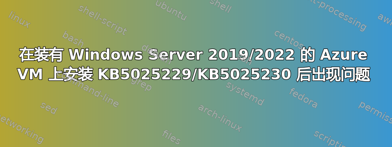 在装有 Windows Server 2019/2022 的 Azure VM 上安装 KB5025229/KB5025230 后出现问题