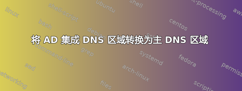 将 AD 集成 DNS 区域转换为主 DNS 区域