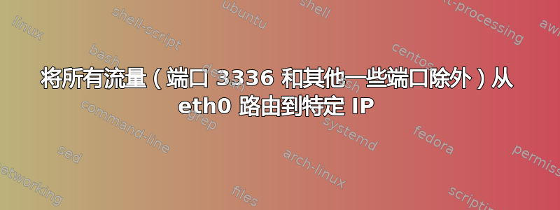 将所有流量（端口 3336 和其他一些端口除外）从 eth0 路由到特定 IP