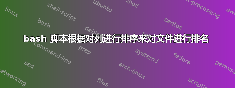 bash 脚本根据对列进行排序来对文件进行排名