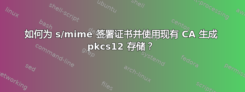 如何为 s/mime 签署证书并使用现有 CA 生成 pkcs12 存储？