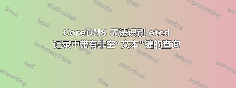 CoreDNS 无法识别 etcd 记录中带有非空“文本”键的查询