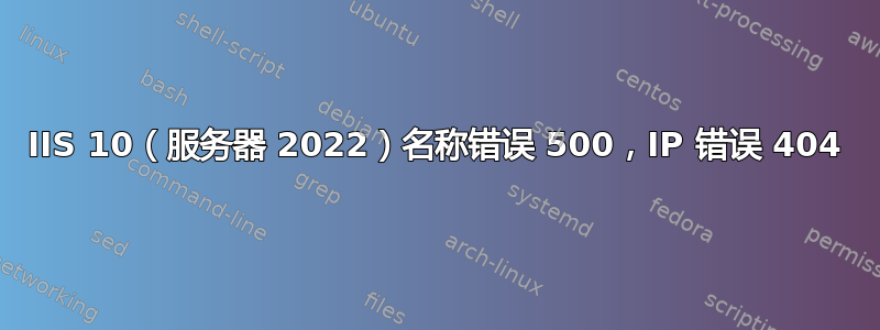 IIS 10（服务器 2022）名称错误 500，IP 错误 404