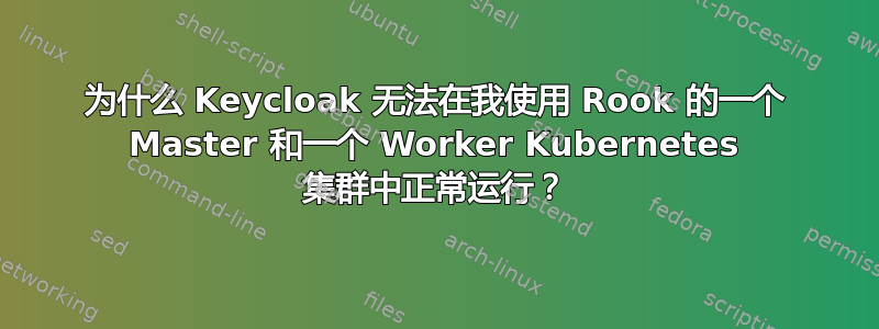 为什么 Keycloak 无法在我使用 Rook 的一个 Master 和一个 Worker Kubernetes 集群中正常运行？