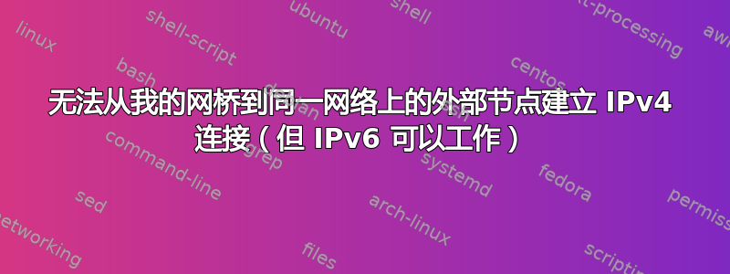 无法从我的网桥到同一网络上的外部节点建立 IPv4 连接（但 IPv6 可以工作）