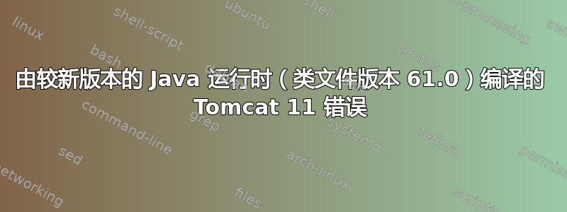 由较新版本的 Java 运行时（类文件版本 61.0）编译的 Tomcat 11 错误