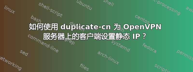 如何使用 duplicate-cn 为 OpenVPN 服务器上的客户端设置静态 IP？