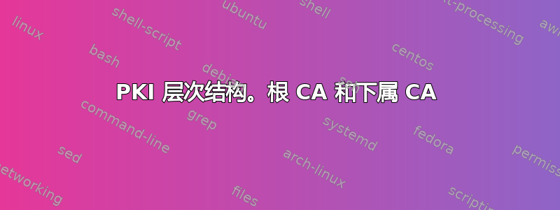 PKI 层次结构。根 CA 和下属 CA