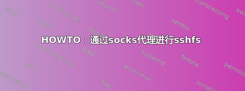 HOWTO：通过socks代理进行sshfs