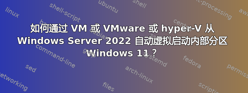 如何通过 VM 或 VMware 或 hyper-V 从 Windows Server 2022 自动虚拟启动内部分区 Windows 11？