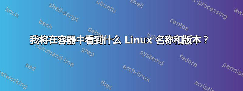 我将在容器中看到什么 Linux 名称和版本？