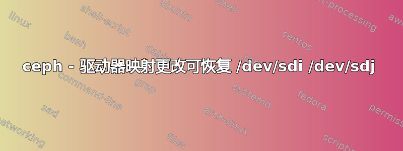 ceph - 驱动器映射更改可恢复 /dev/sdi /dev/sdj