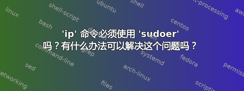 'ip' 命令必须使用 'sudoer' 吗？有什么办法可以解决这个问题吗？