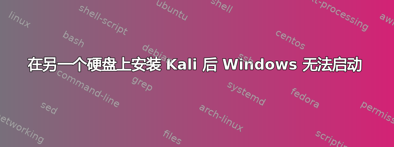 在另一个硬盘上安装 Kali 后 Windows 无法启动