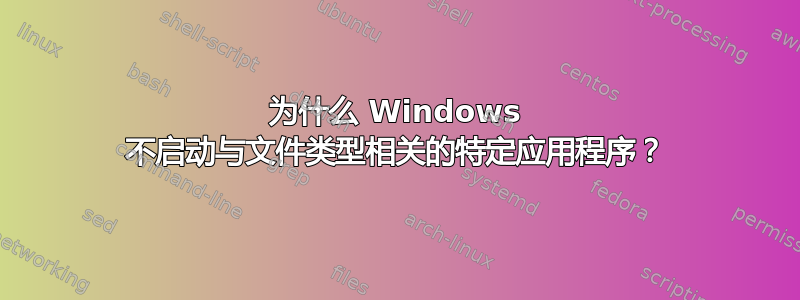 为什么 Windows 不启动与文件类型相关的特定应用程序？