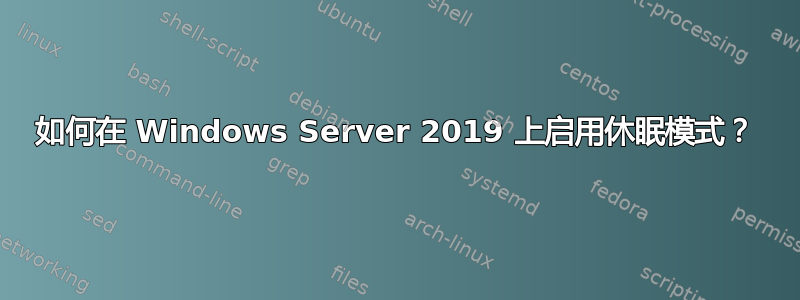 如何在 Windows Server 2019 上启用休眠模式？