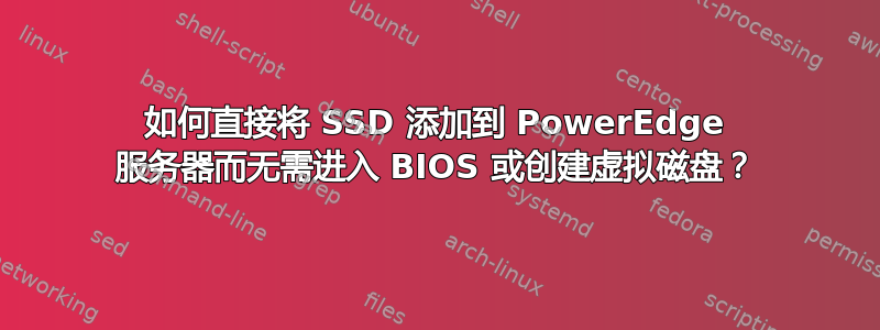 如何直接将 SSD 添加到 PowerEdge 服务器而无需进入 BIOS 或创建虚拟磁盘？