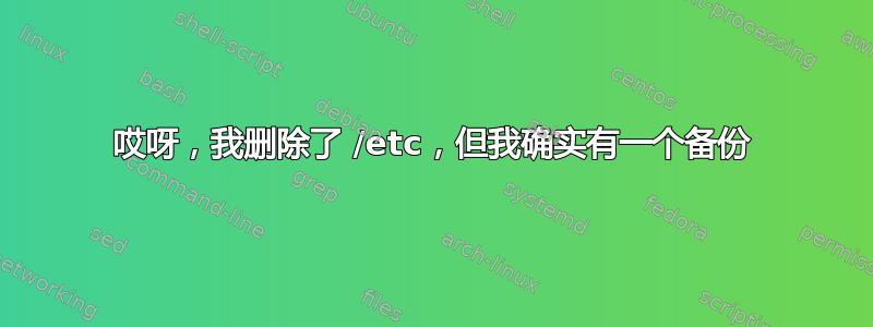 哎呀，我删除了 /etc，但我确实有一个备份