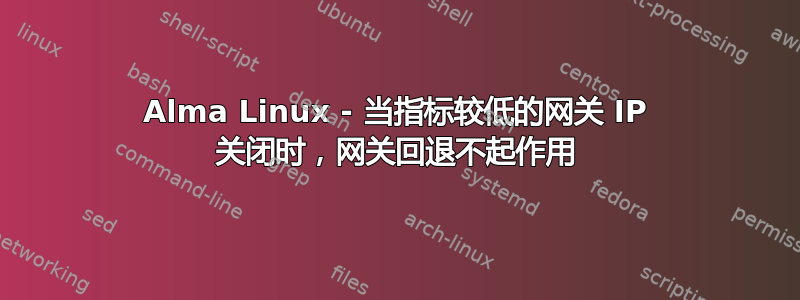 Alma Linux - 当指标较低的网关 IP 关闭时，网关回退不起作用