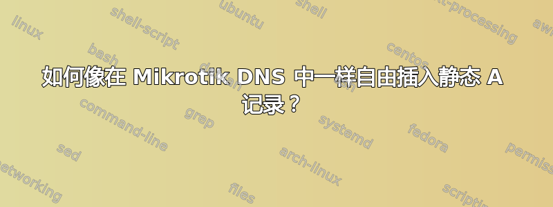 如何像在 Mikrotik DNS 中一样自由插入静态 A 记录？