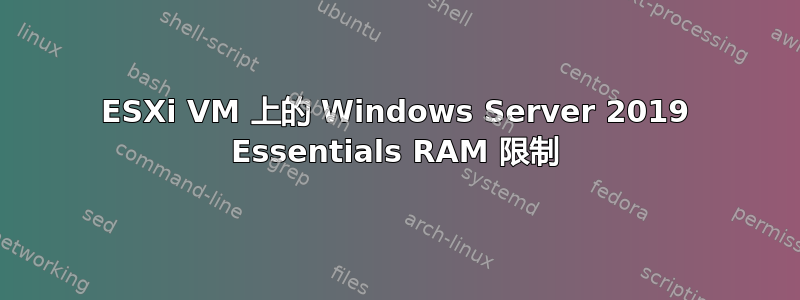 ESXi VM 上的 Windows Server 2019 Essentials RAM 限制