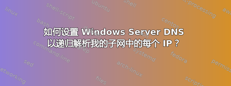 如何设置 Windows Server DNS 以递归解析我的子网中的每个 IP？