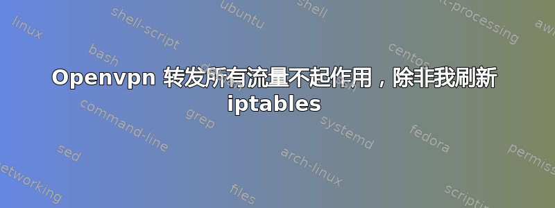 Openvpn 转发所有流量不起作用，除非我刷新 iptables