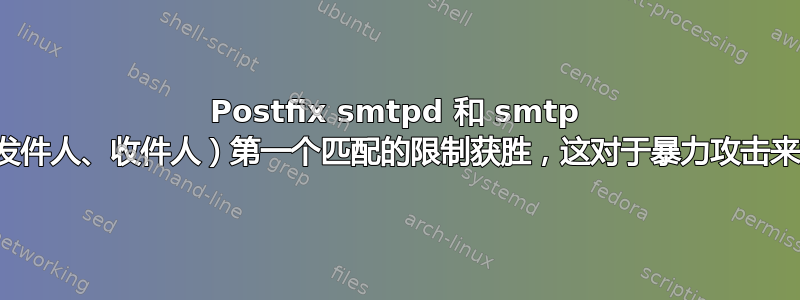 Postfix smtpd 和 smtp 限制（客户端、发件人、收件人）第一个匹配的限制获胜，这对于暴力攻击来说非常不合逻辑