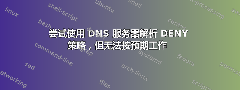 尝试使用 DNS 服务器解析 DENY 策略，但无法按预期工作 