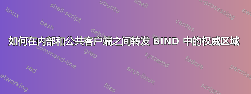 如何在内部和公共客户端之间转发 BIND 中的权威区域