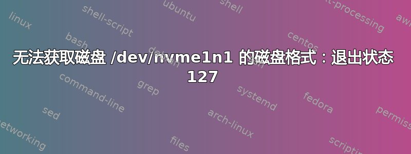 无法获取磁盘 /dev/nvme1n1 的磁盘格式：退出状态 127