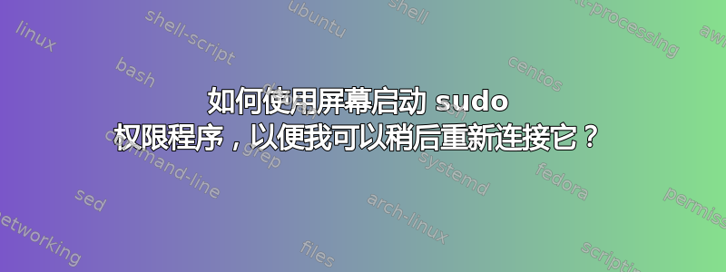 如何使用屏幕启动 sudo 权限程序，以便我可以稍后重新连接它？