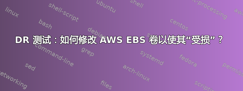 DR 测试：如何修改 AWS EBS 卷以使其“受损”？