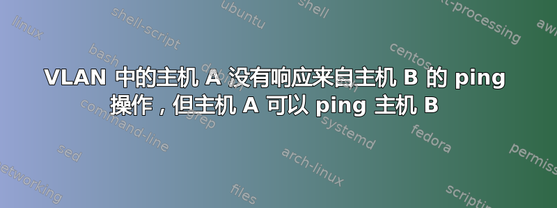 VLAN 中的主机 A 没有响应来自主机 B 的 ping 操作，但主机 A 可以 ping 主机 B