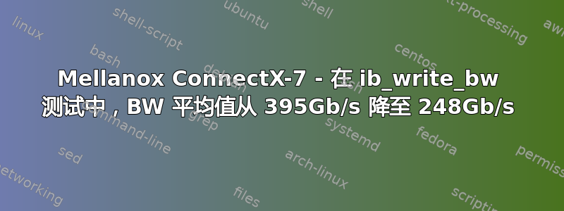 Mellanox ConnectX-7 - 在 ib_write_bw 测试中，BW 平均值从 395Gb/s 降至 248Gb/s