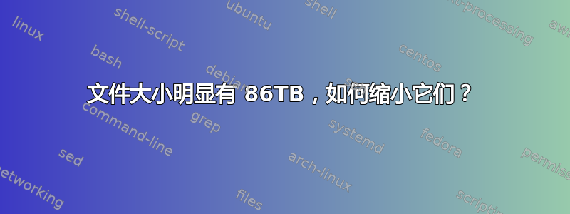 文件大小明显有 86TB，如何缩小它们？